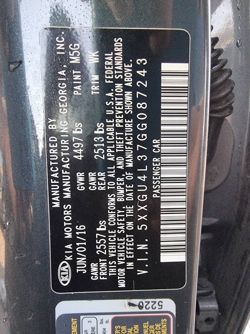 2016 KIA OPTIMA — 172691 Miles — Lot 215487 — Ind. 12 - Marhaba Auctions Used Cars - Image 10