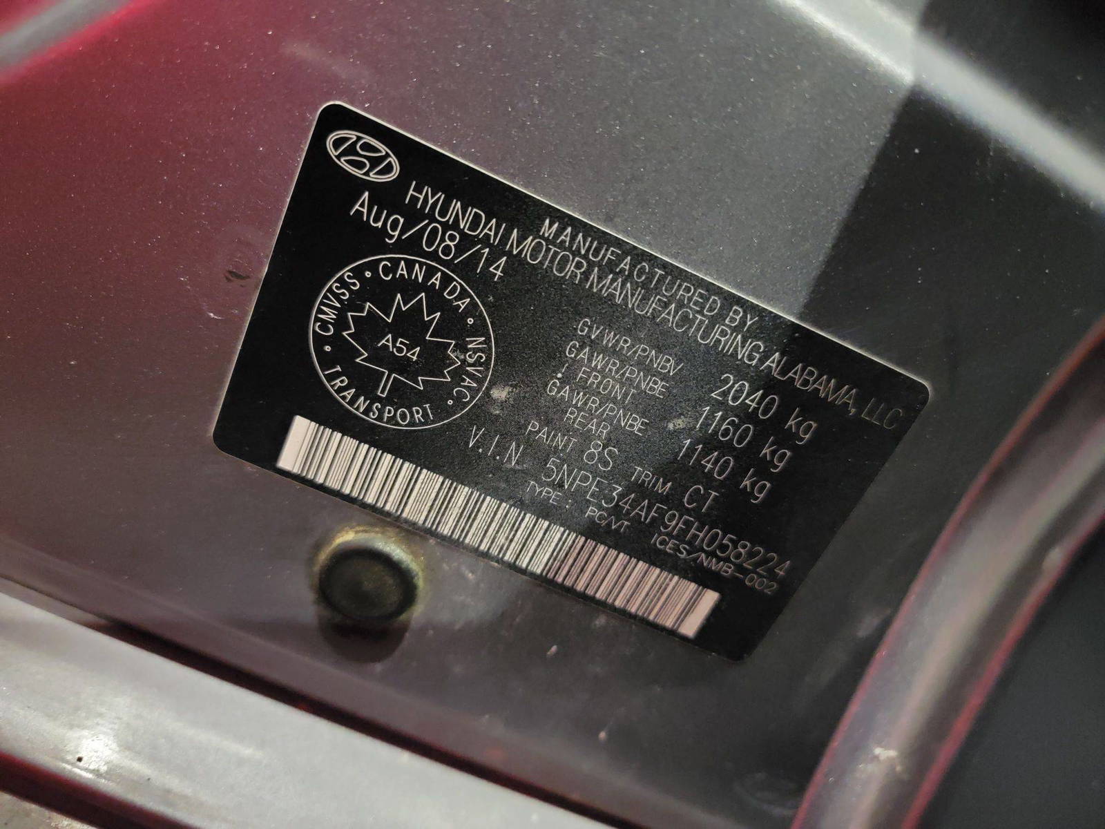 2015 HYUNDAI SONATA — 212797 KM — Lot FH058224 — Main - Marhaba Auctions Used Cars - Image 9