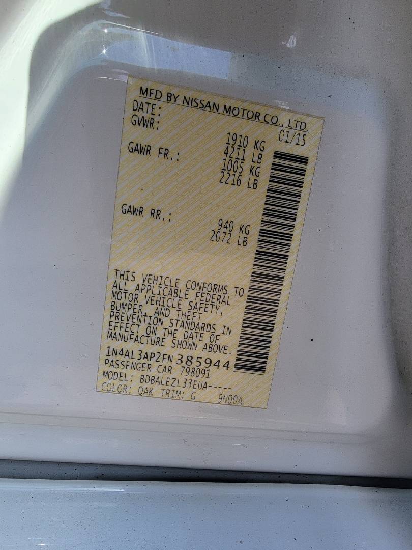 2015 NISSAN ALTIMA — 155447 Miles — Lot P2FN385944 — Main - Marhaba Auctions Used Cars - Image 10