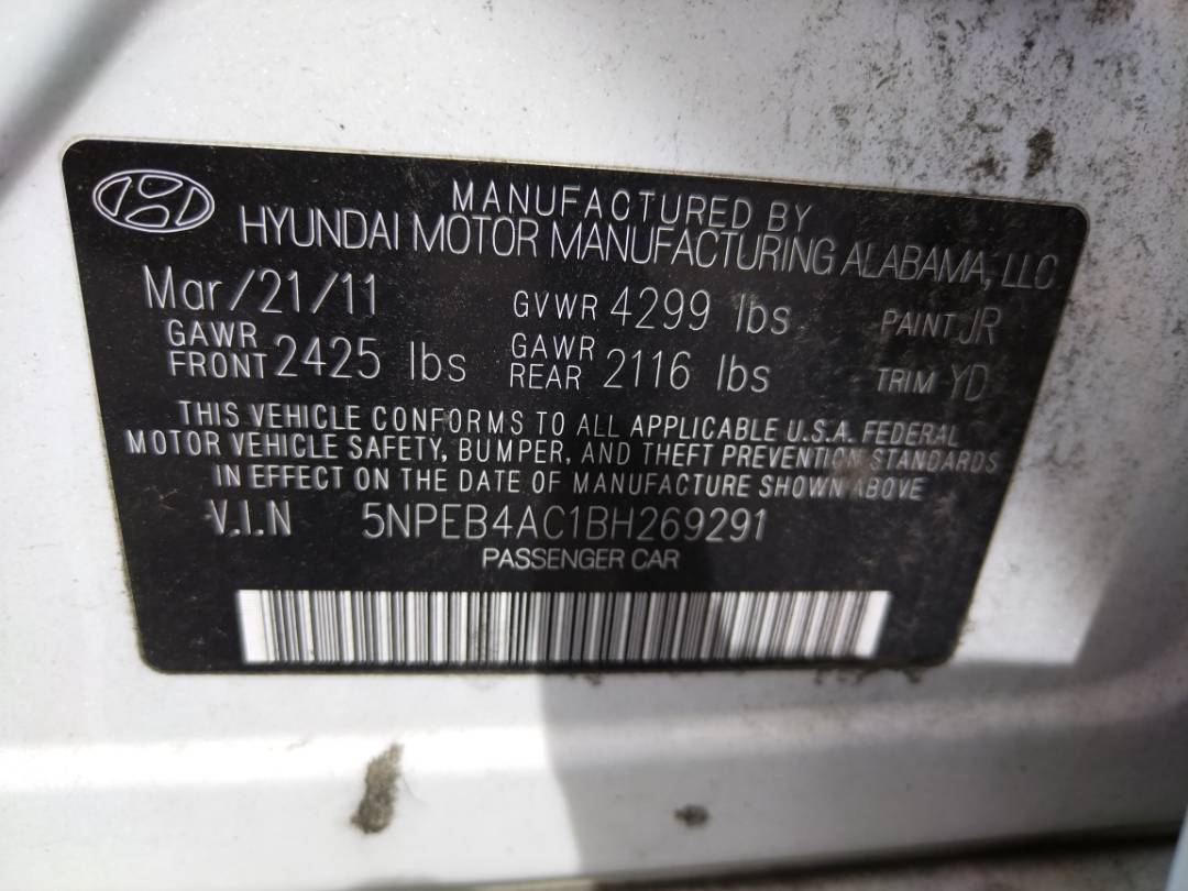 2011 HYUNDAI SONATA — 140346 Miles — Lot 79657373 - Marhaba Auctions Used Cars - Image 10