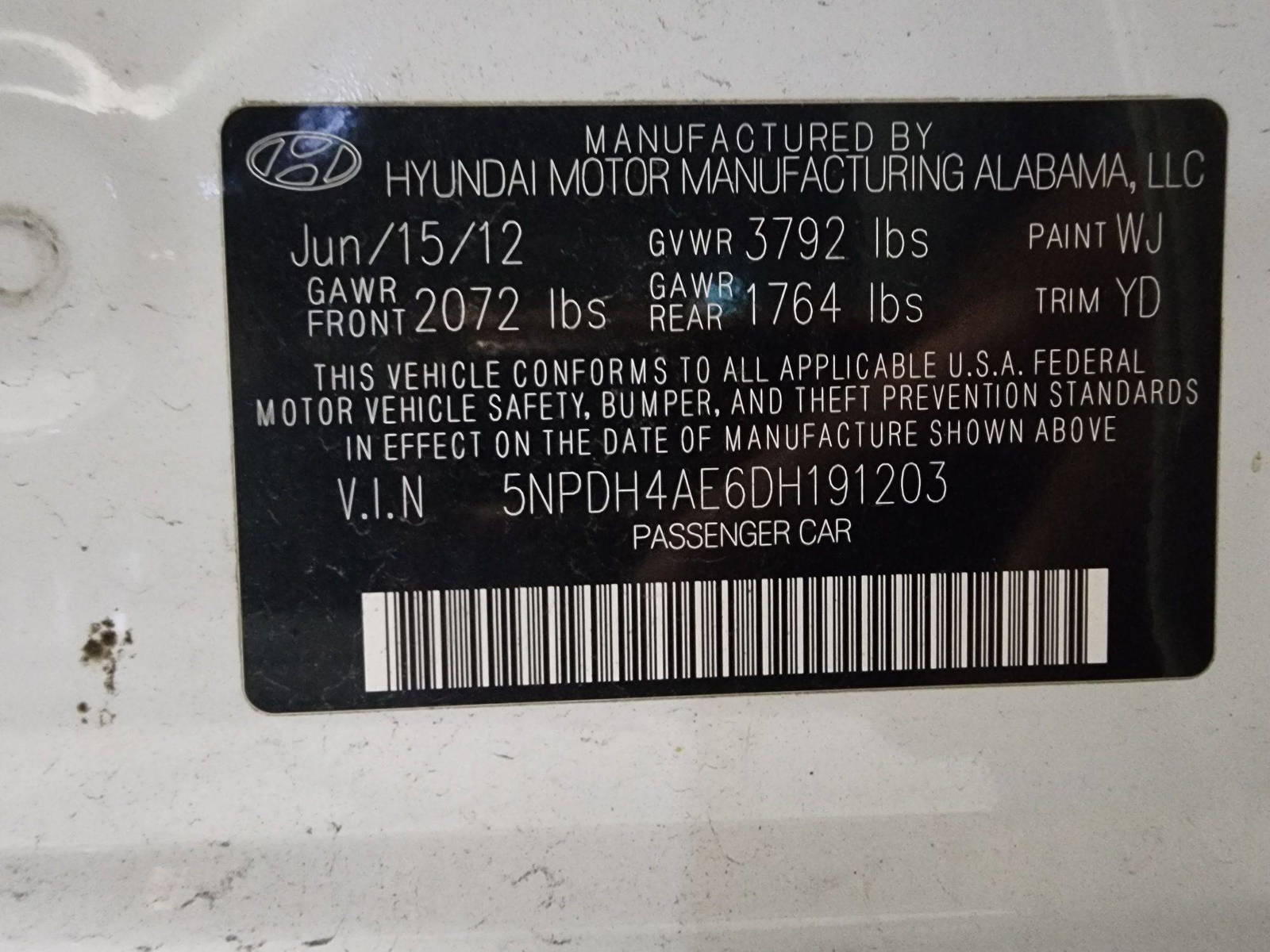 2013 HYUNDAI ELANTRA — 197743 Miles — Lot 82132014 — Al Quoz - Marhaba Auctions Used Cars - Image 11