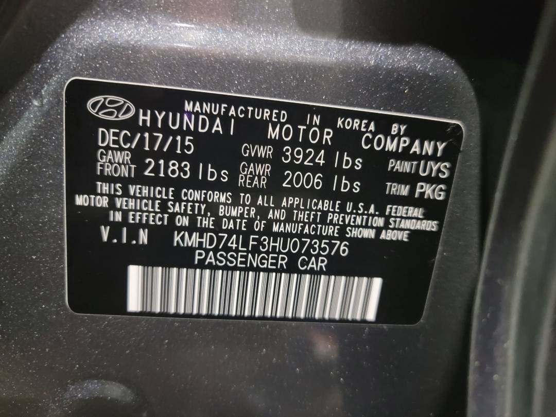 2017 HYUNDAI ELANTRA — 181642 Miles — Lot U073576 - Marhaba Auctions Used Cars - Image 9