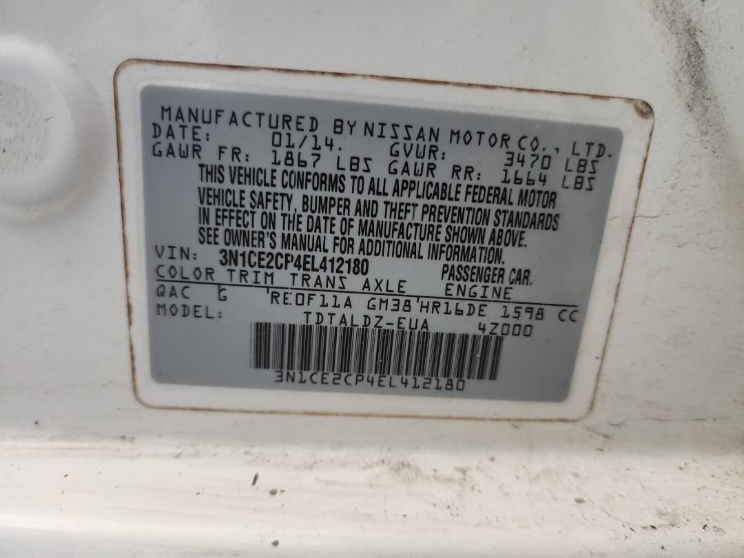 2014 NISSAN VERSA NOTE — 210108 Miles — Lot 38499724 - Marhaba Auctions Used Cars - Image 3