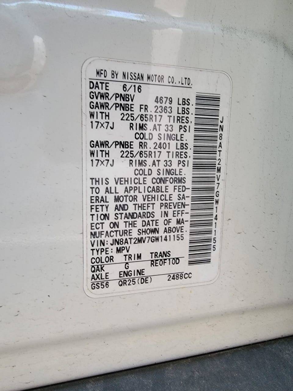 2016 NISSAN ROGUE — 177612 Miles — Lot W141155 — Main - Marhaba Auctions Used Cars - Image 9