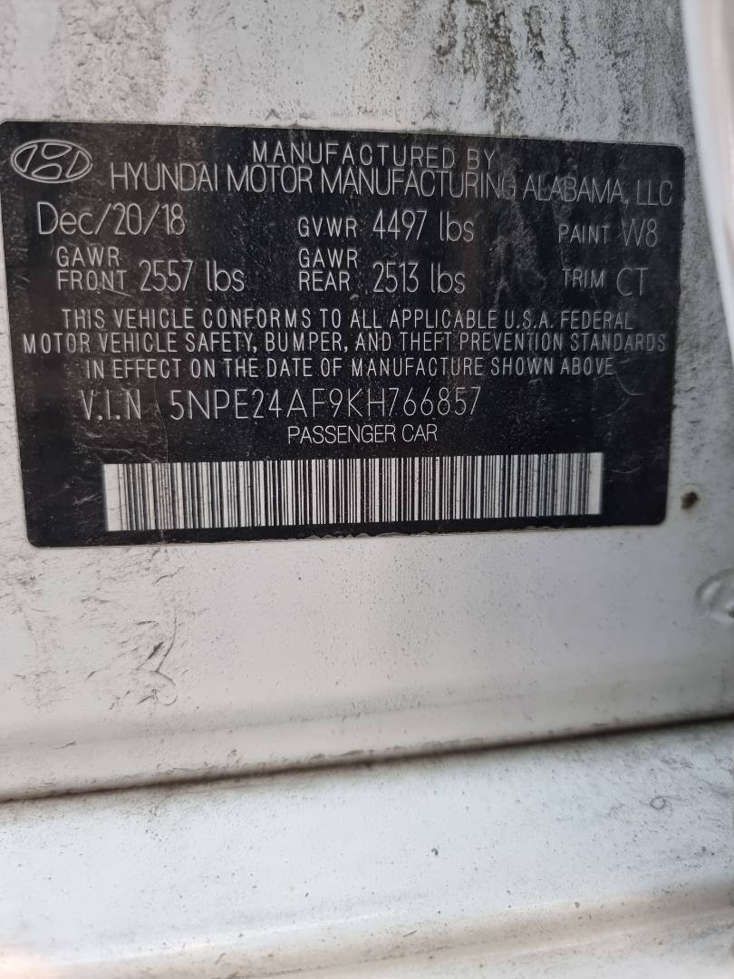 2019 HYUNDAI SONATA — 128027 Miles — Lot 766857 — Ind. 12 - Marhaba Auctions Used Cars - Image 8