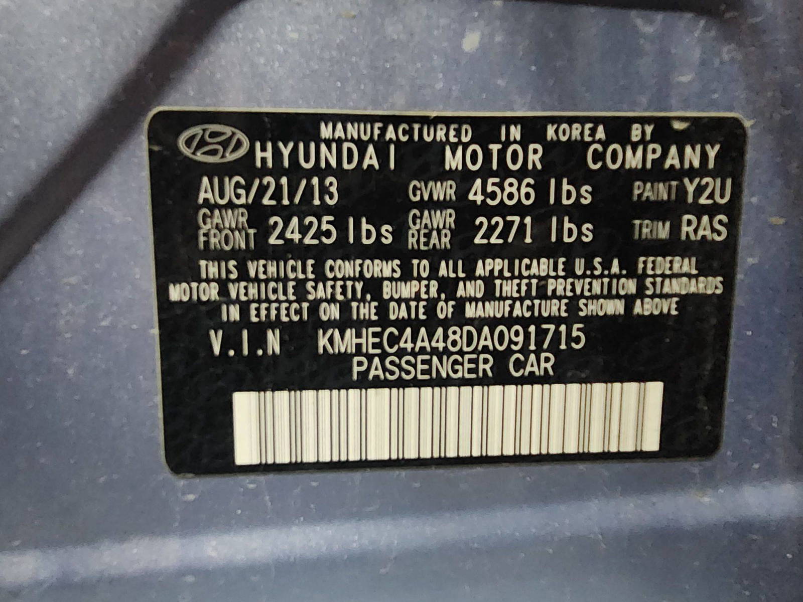 2013 HYUNDAI SONATA — 193258 Miles — Lot 091715 — Souq - Marhaba Auctions Used Cars - Image 9