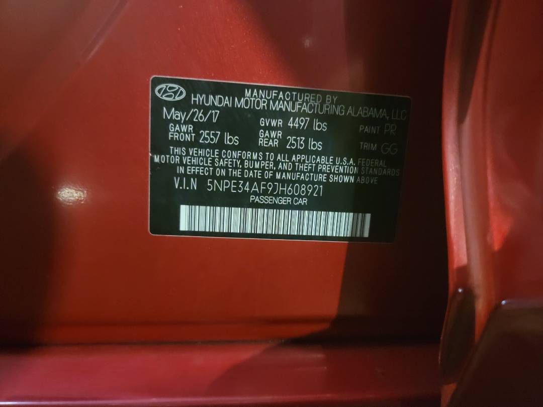 2018 HYUNDAI SONATA — 68540 Miles — Lot F9JH608921 — Main - Marhaba Auctions Used Cars - Image 11