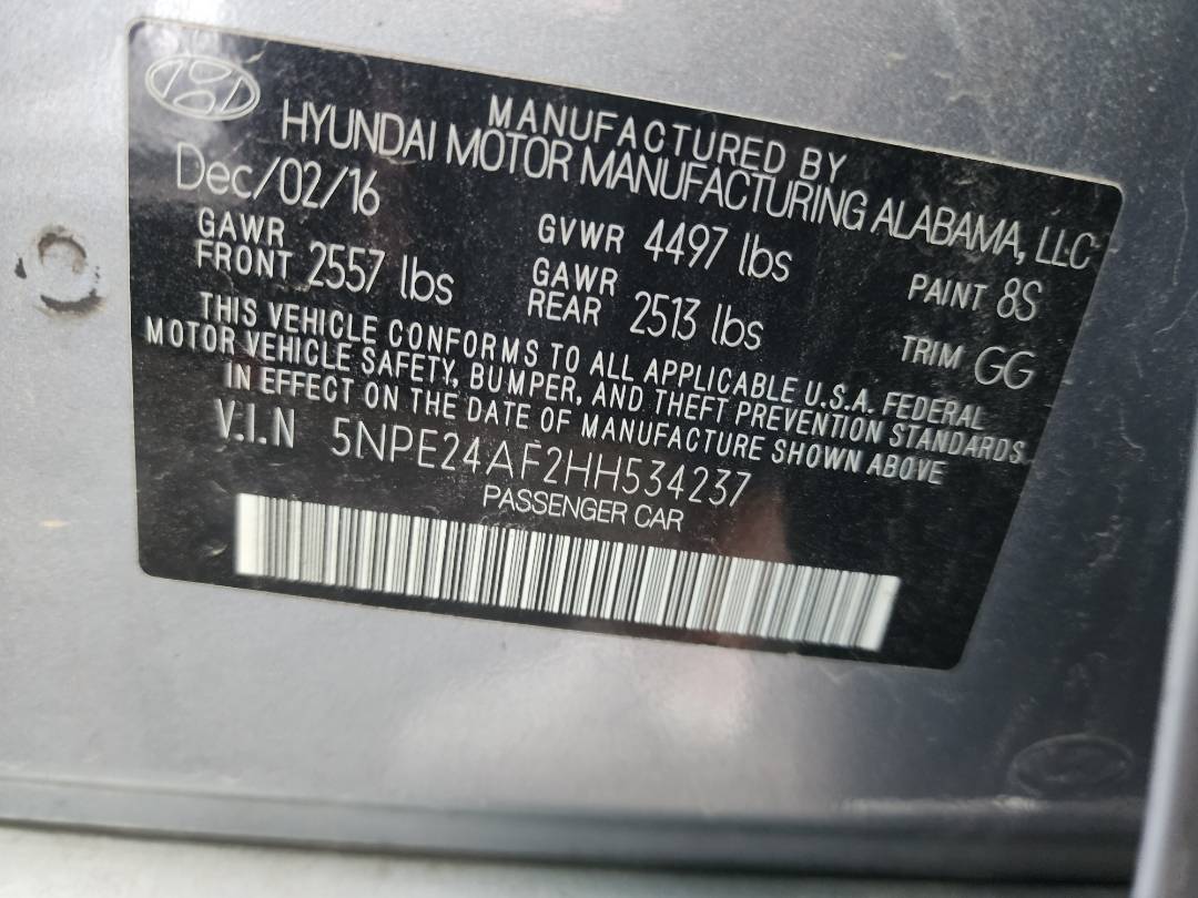 2017 HYUNDAI SONATA — 107556 Miles — Lot H534237 - Marhaba Auctions Used Cars - Image 5
