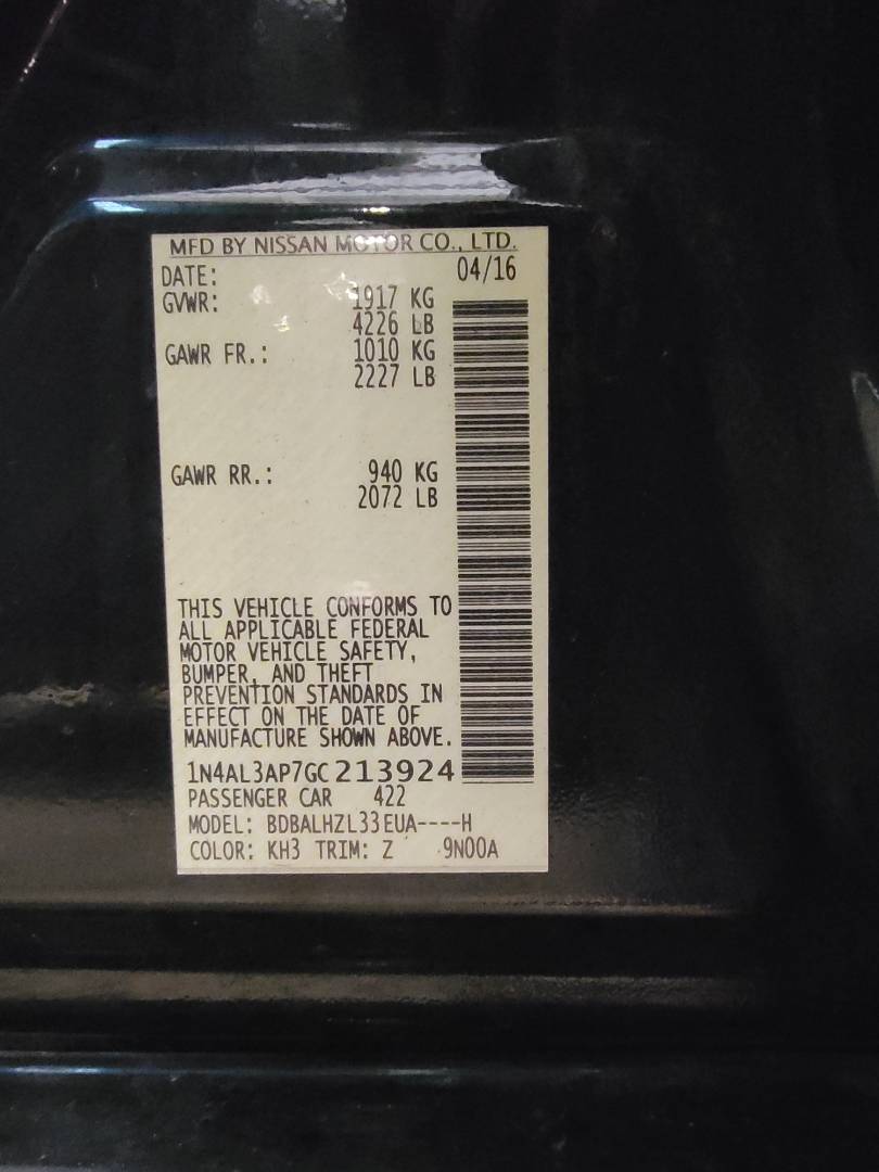 2016 NISSAN ALTIMA — 171750 Miles — Lot P7GC213924 — Main - Marhaba Auctions Used Cars - Image 10