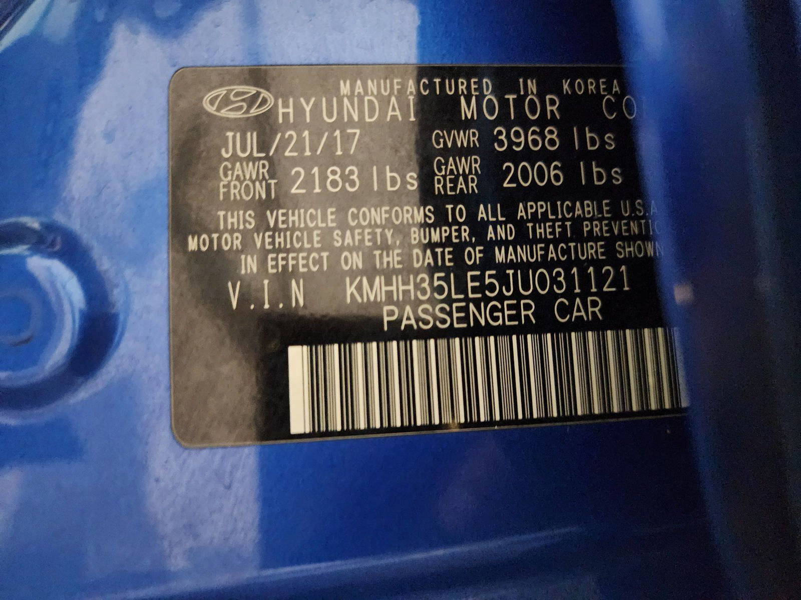 2018 HYUNDAI ELANTRA GT — 146 724 Miles — Lot JU031121 — Al Quoz - Marhaba Auctions Used Cars - Image 10