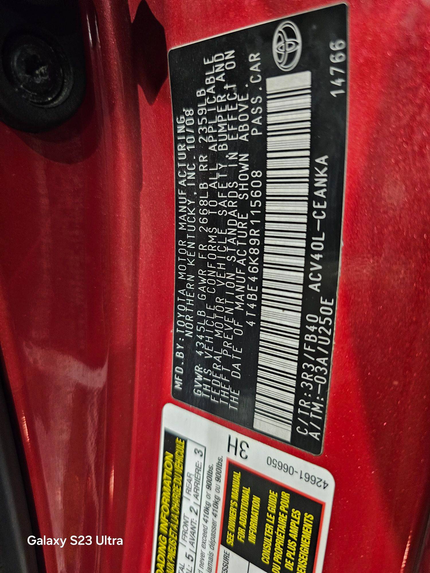 2009 TOYOTA CAMRY — 209361 Miles — Lot R115608 — Main - Marhaba Auctions Used Cars - Image 9