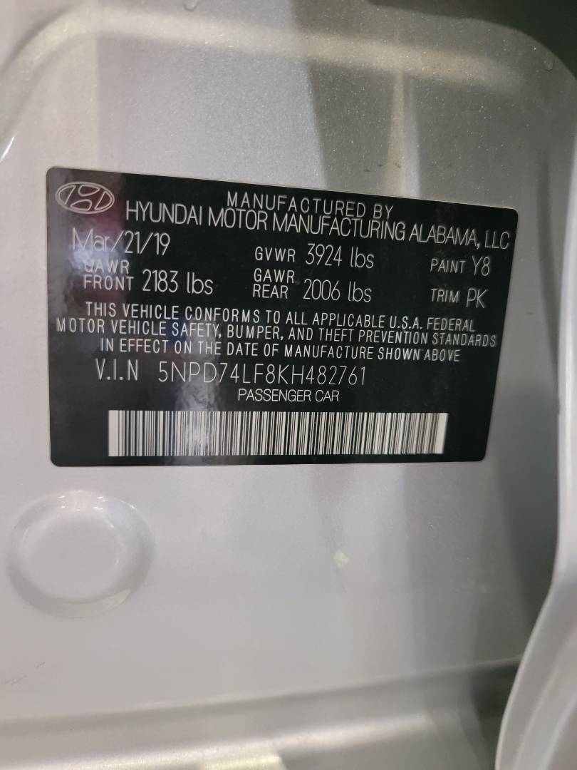 2019 HYUNDAI ELANTRA — 89089 Miles — Lot F8KH482761 — Main - Marhaba Auctions Used Cars - Image 8