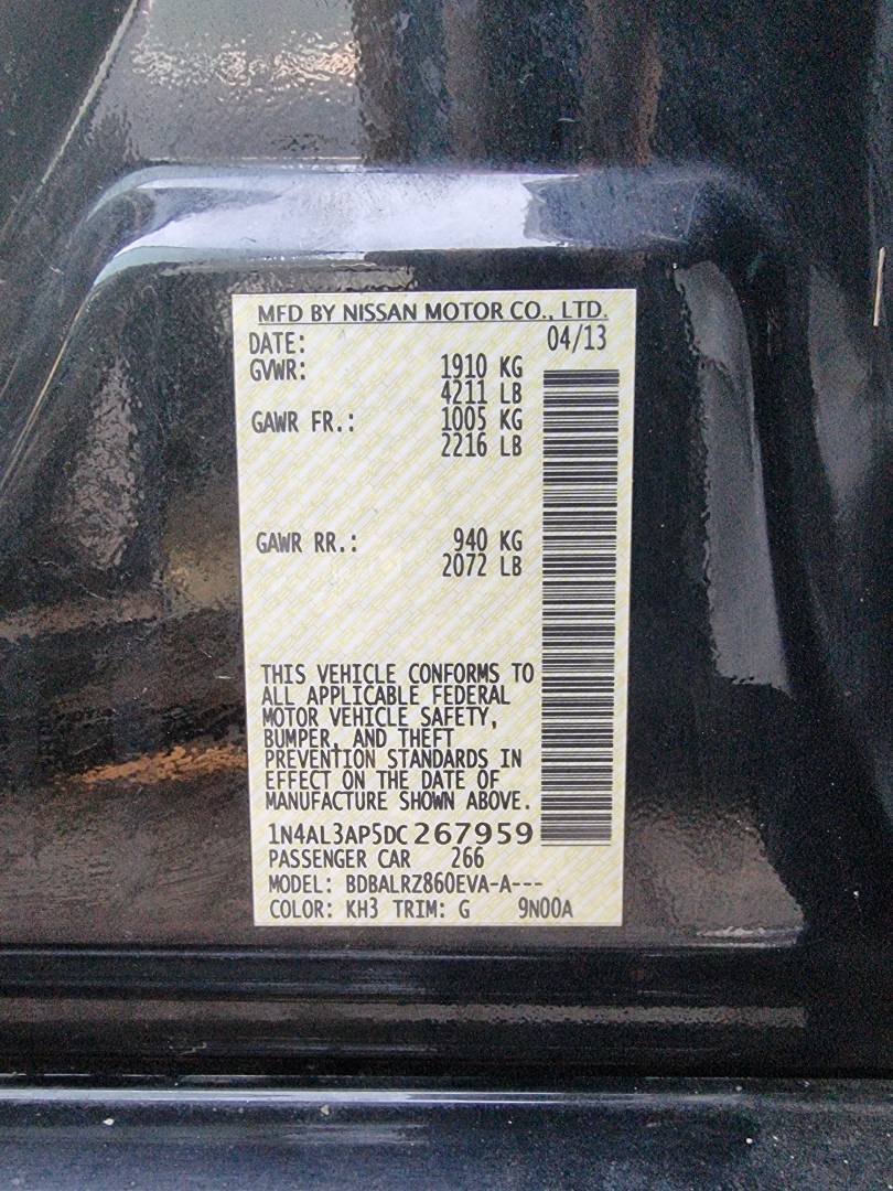 2013 NISSAN ALTIMA — 154752 Miles — Lot 215487 — Ind. 12 - Marhaba Auctions Used Cars - Image 9