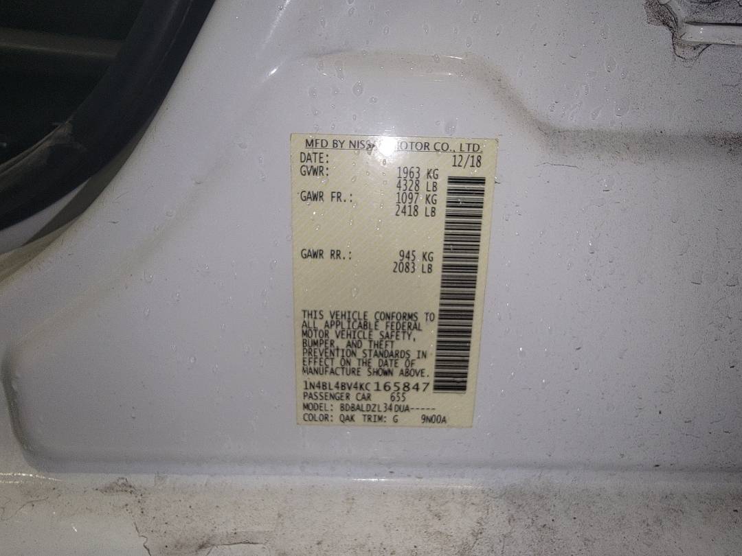 2019 NISSAN ALTIMA — 138179 Miles — Lot 165847 - Marhaba Auctions Used Cars - Image 8