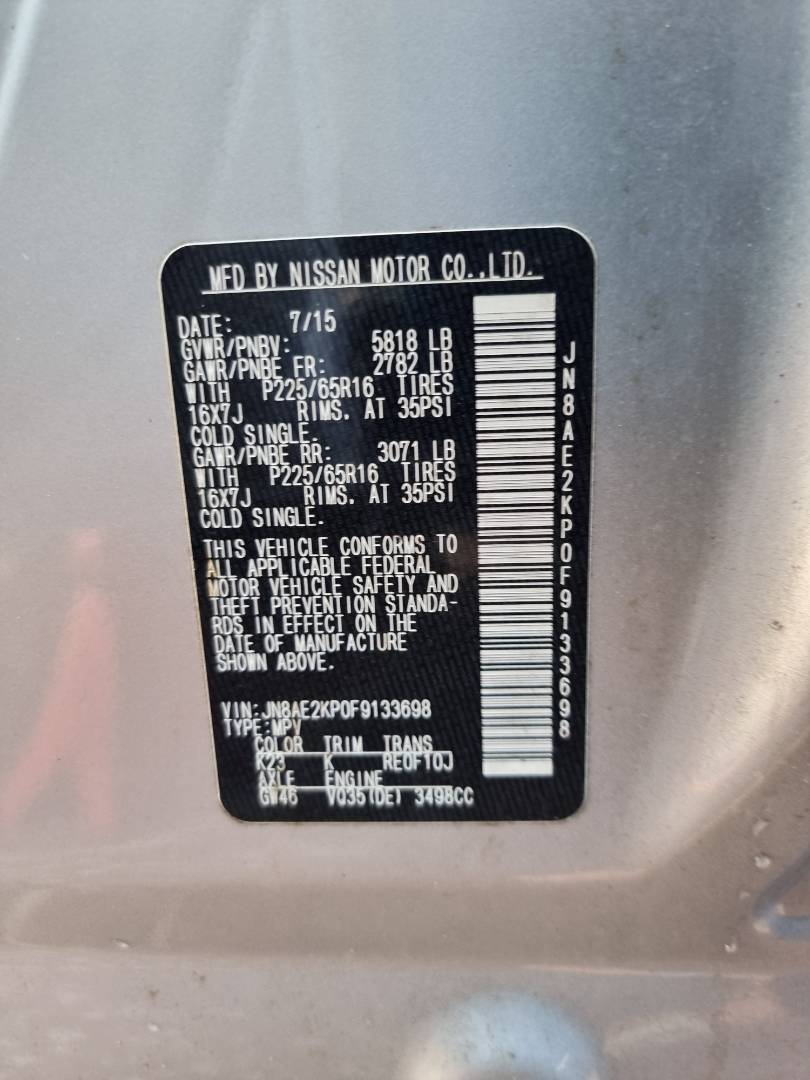 2015 NISSAN QUEST — 160487 Miles — Lot 0F9133698 — Ind. 12 - Marhaba Auctions Used Cars - Image 8