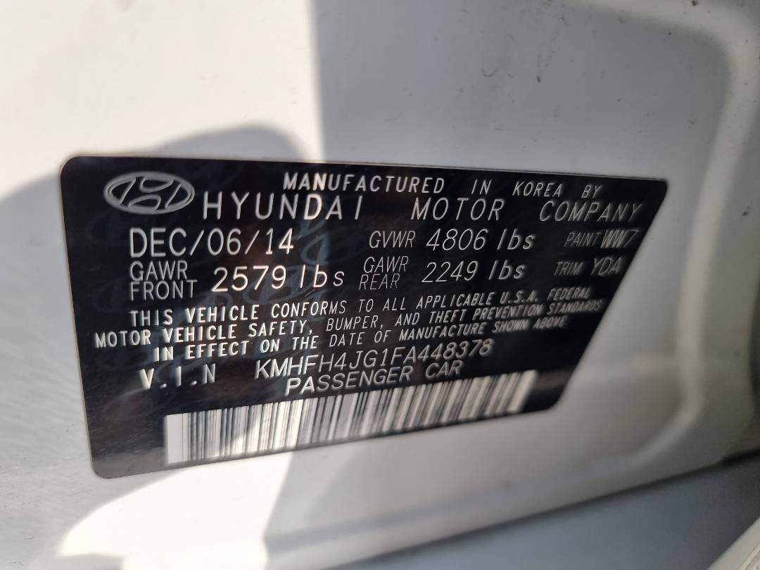 2015 HYUNDAI AZERA — 117489 Miles — Lot 448378 — Ind. 12 - Marhaba Auctions Used Cars - Image 11