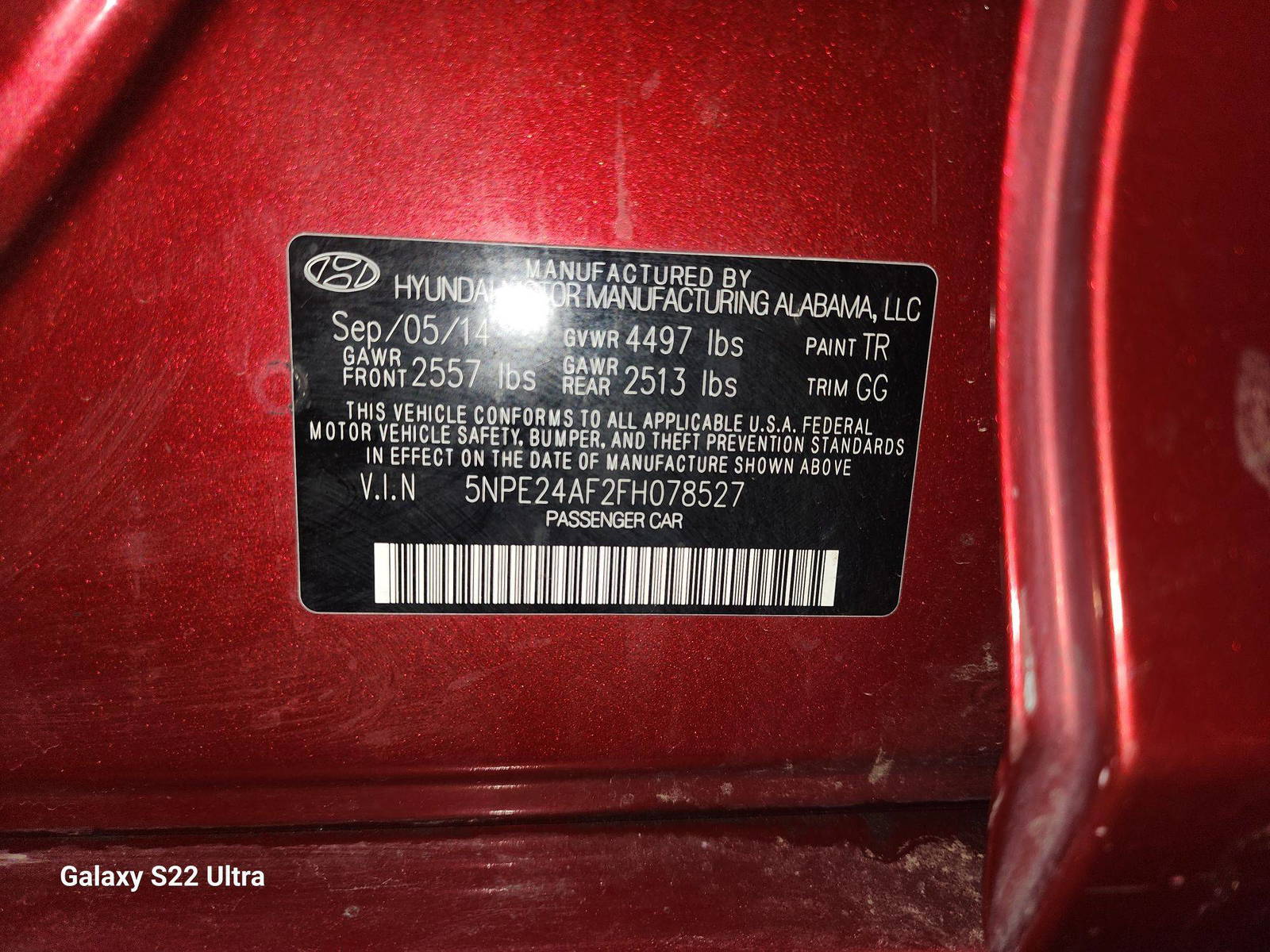 2015 HYUNDAI SONATA — 118627 Miles — Lot 76390703 - Marhaba Auctions Used Cars - Image 9