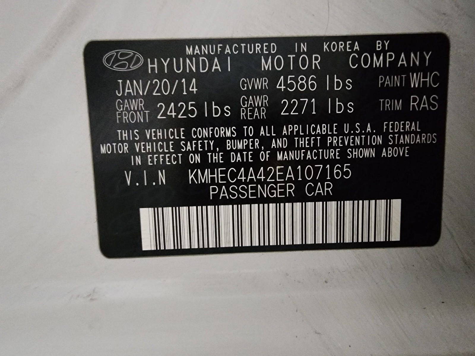 2014 HYUNDAI SONATA — 186799 Miles — Lot 107165 — Al Quoz - Marhaba Auctions Used Cars - Image 10