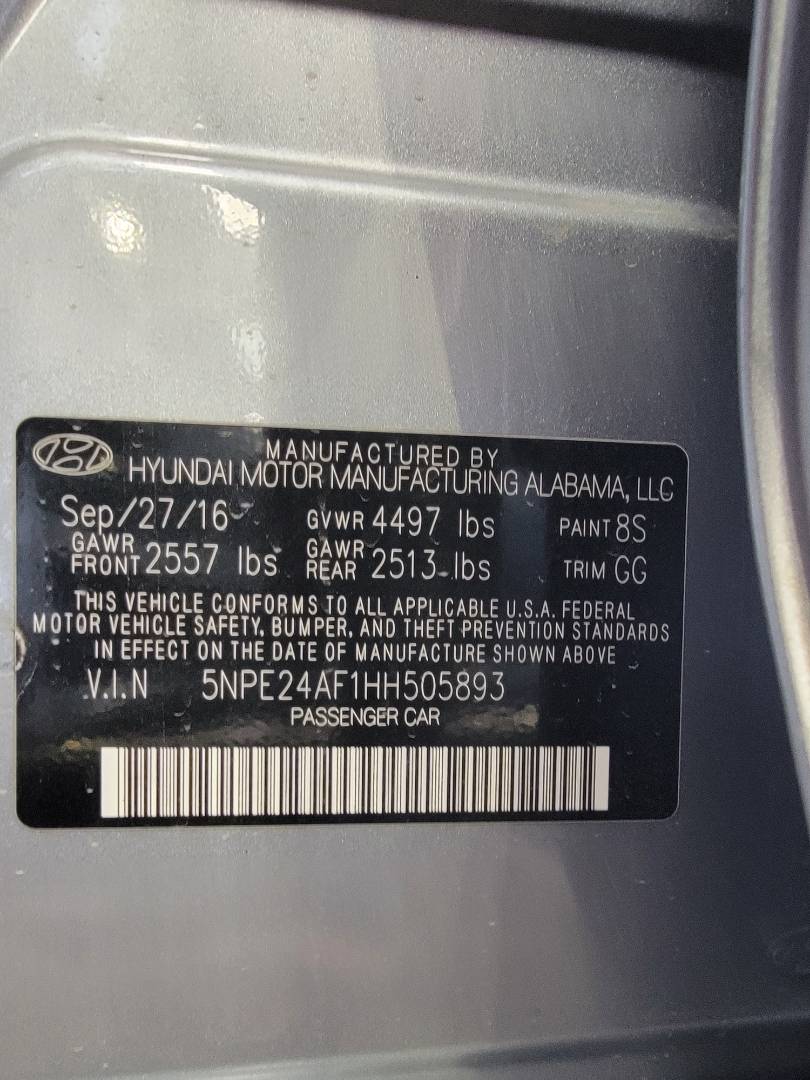 2017 HYUNDAI SONATA — 127356 Miles — Lot H505893 — Main - Marhaba Auctions Used Cars - Image 10