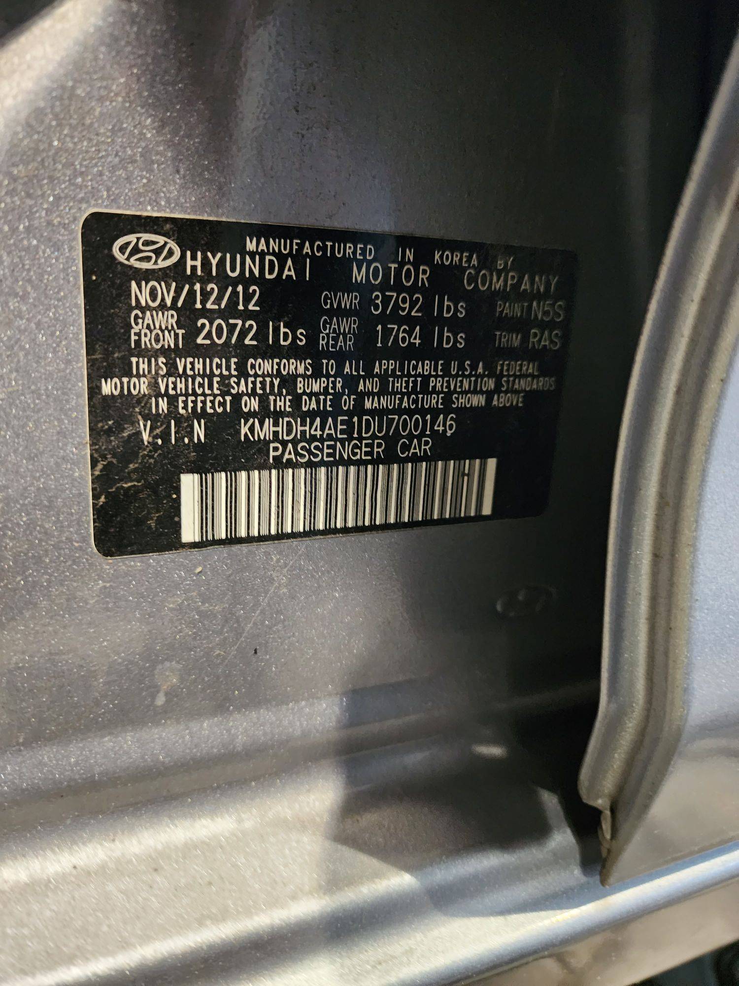 2013 HYUNDAI ELANTRA — Lot 72633713 - Marhaba Auctions Used Cars - Image 11