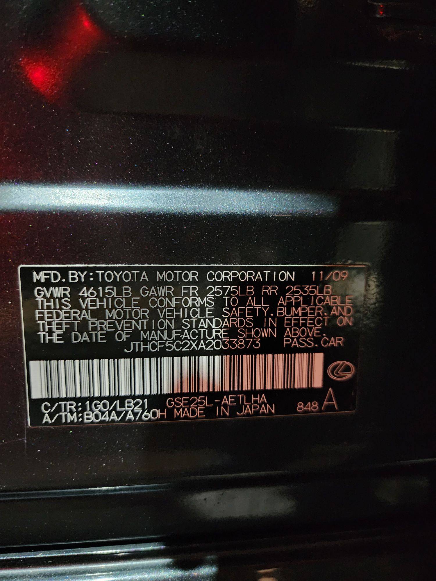 2010 LEXUS IS 250 — 151611 Miles — Lot 033873 — Al Quoz - Marhaba Auctions Used Cars - Image 11
