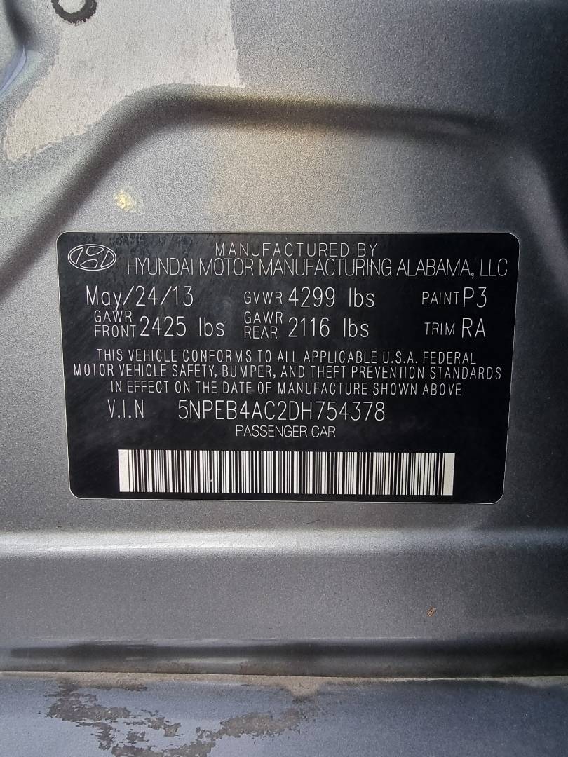 2013 HYUNDAI SONATA — 140333 Miles — Lot 754378 — Main - Marhaba Auctions Used Cars - Image 9
