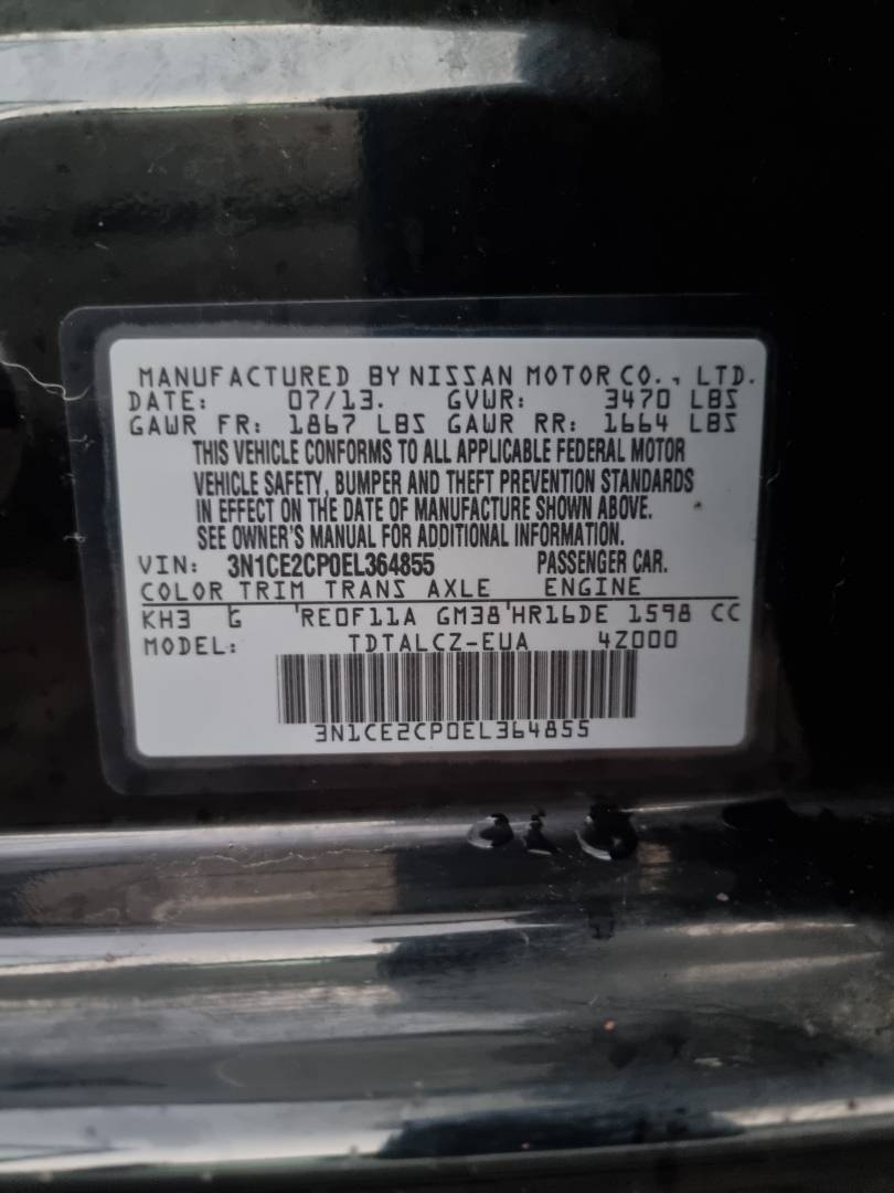2014 NISSAN VERSA NOTE — 127252 Miles — Lot 124578 — Ind. 12 - Marhaba Auctions Used Cars - Image 9