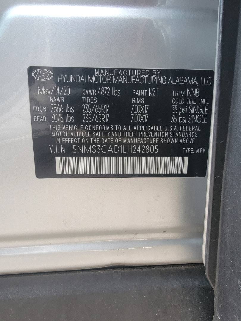 2020 HYUNDAI SANTA FE — 55449 Miles — Lot D1LH242805 — Main - Marhaba Auctions Used Cars - Image 10