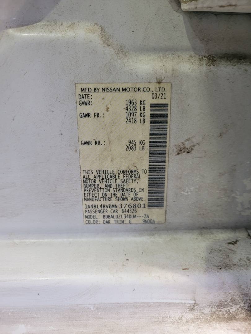 2021 NISSAN ALTIMA — 104903 Miles — Lot MN376801 — Main - Marhaba Auctions Used Cars - Image 9