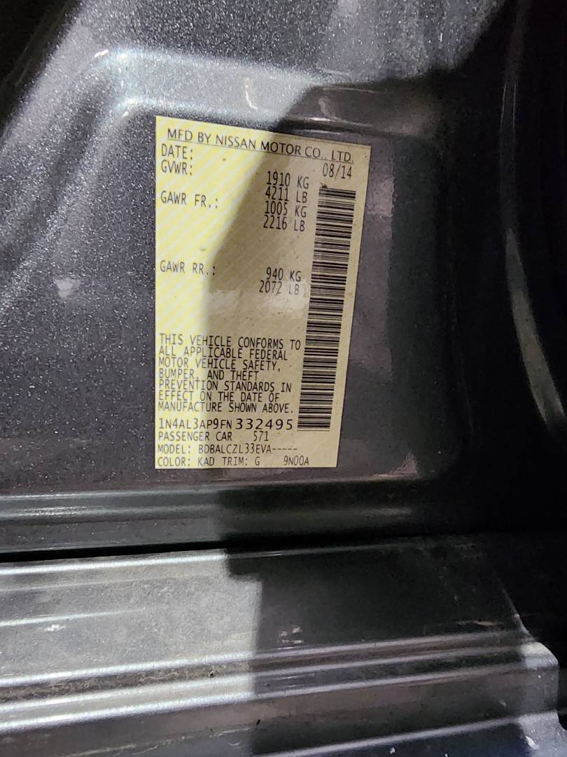 2015 NISSAN ALTIMA — 125559 Miles — Lot 71854343 - Marhaba Auctions Used Cars - Image 5