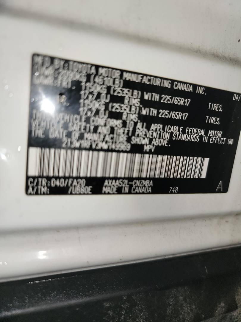 2021 TOYOTA RAV4 — 58142 Miles — Lot W149969 - Marhaba Auctions Used Cars - Image 3