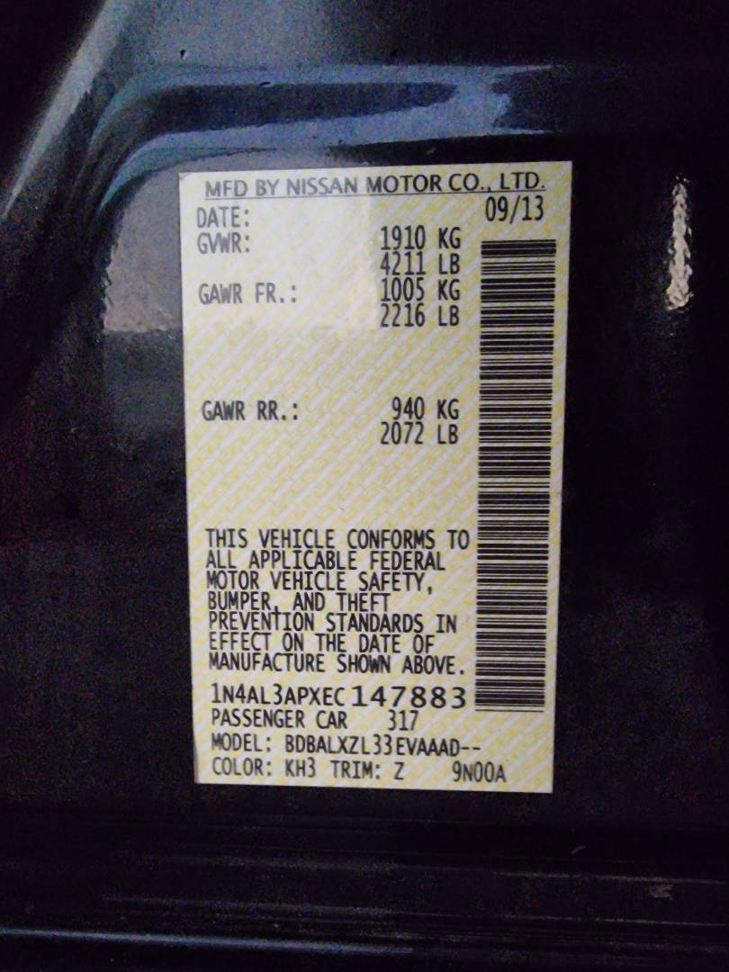 2014 NISSAN ALTIMA — 208508 Miles — Lot C147883 — Main - Marhaba Auctions Used Cars - Image 10