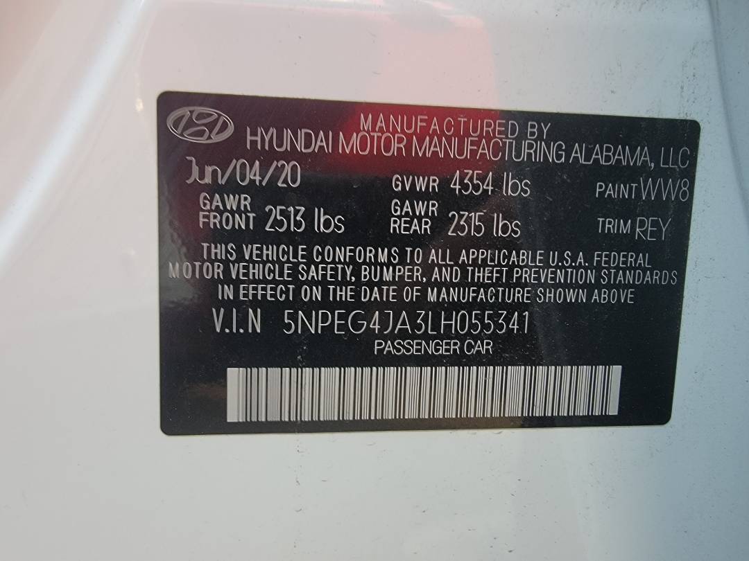 2020 HYUNDAI SONATA — 48577 Miles — Lot 055341 — Main - Marhaba Auctions Used Cars - Image 8