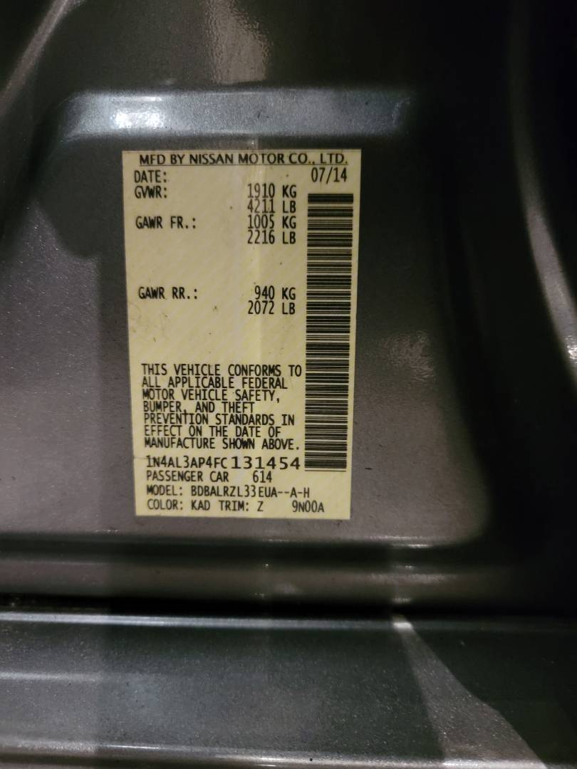 2015 NISSAN ALTIMA — 179483 Miles — Lot FC131454 — Souq - Marhaba Auctions Used Cars - Image 10