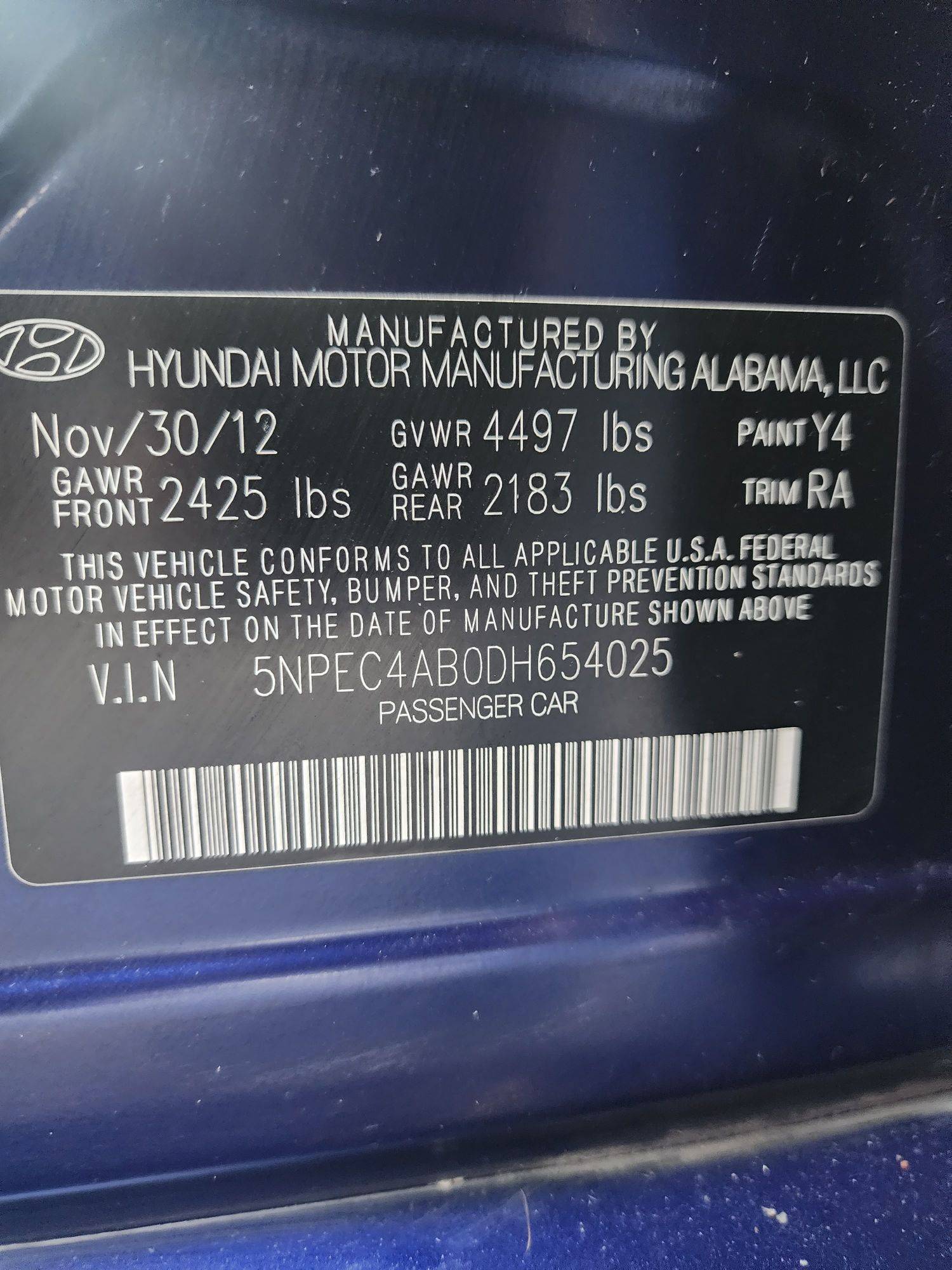 2013 HYUNDAI SONATA — 173576 Miles — Lot 70249443 - Marhaba Auctions Used Cars - Image 3