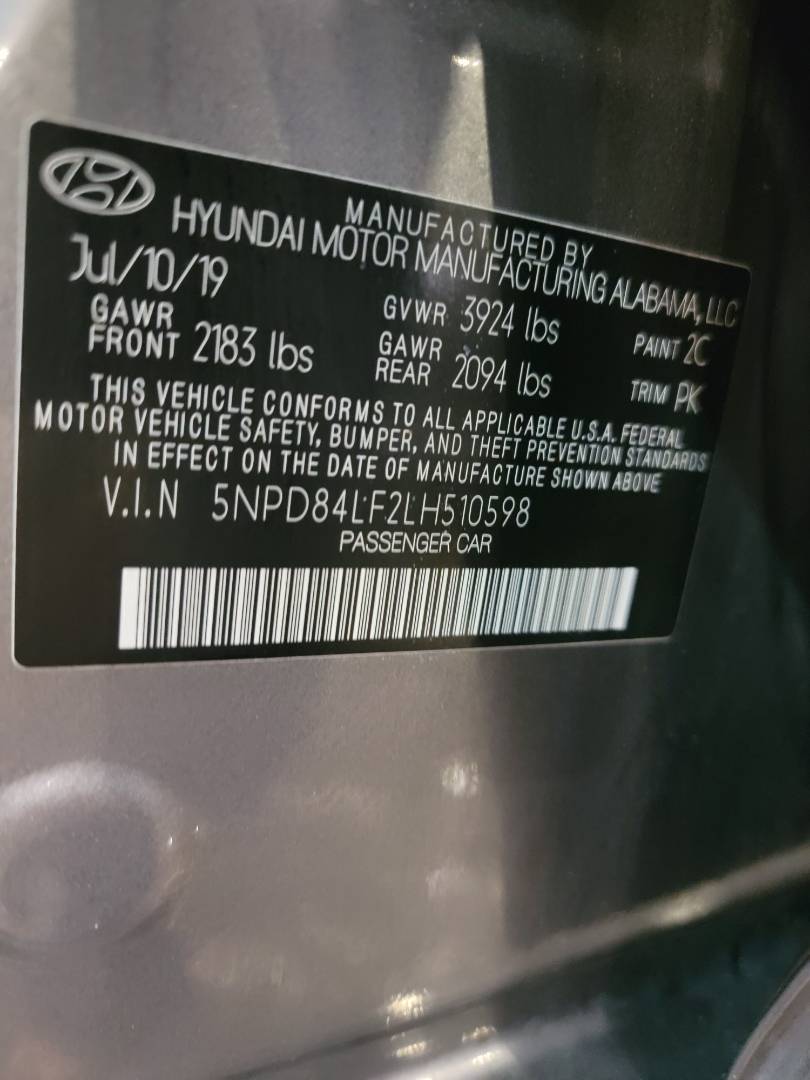 2020 HYUNDAI ELANTRA — 87715 Miles — Lot H510598 — Main - Marhaba Auctions Used Cars - Image 10