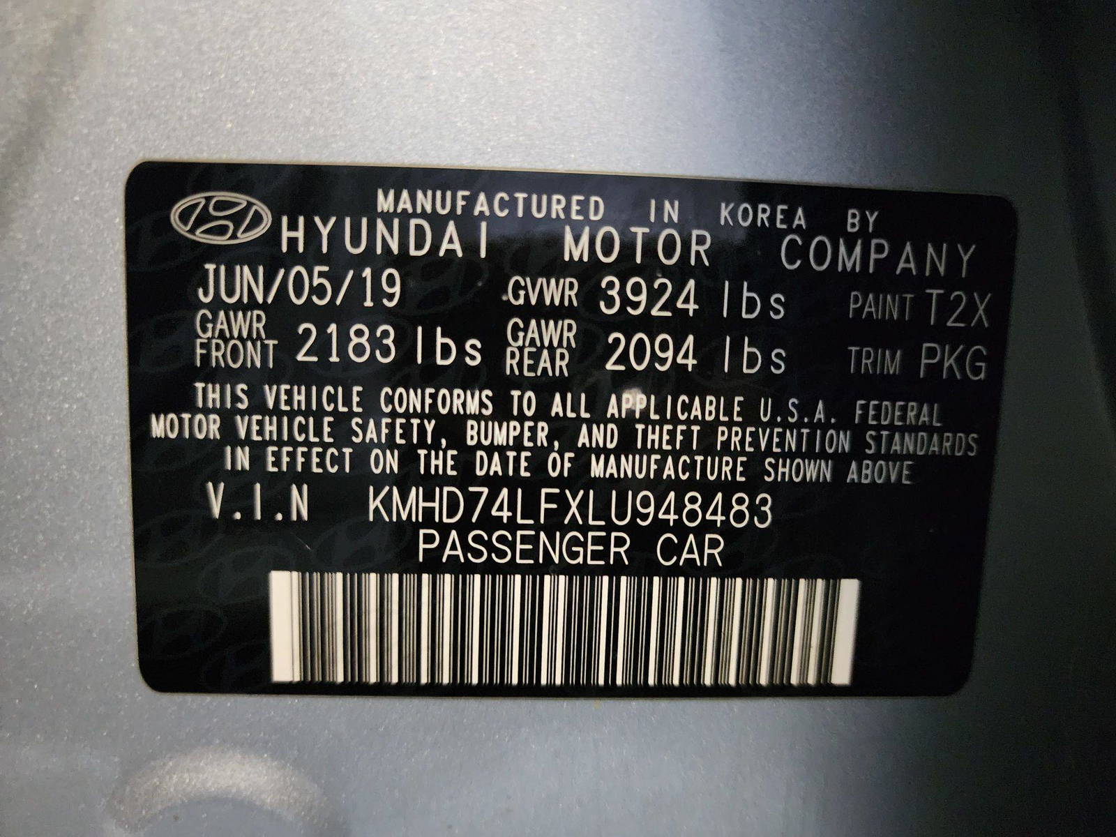 2020 HYUNDAI ELANTRA — 185593 Miles — Lot 948483 — Al Quoz - Marhaba Auctions Used Cars - Image 10