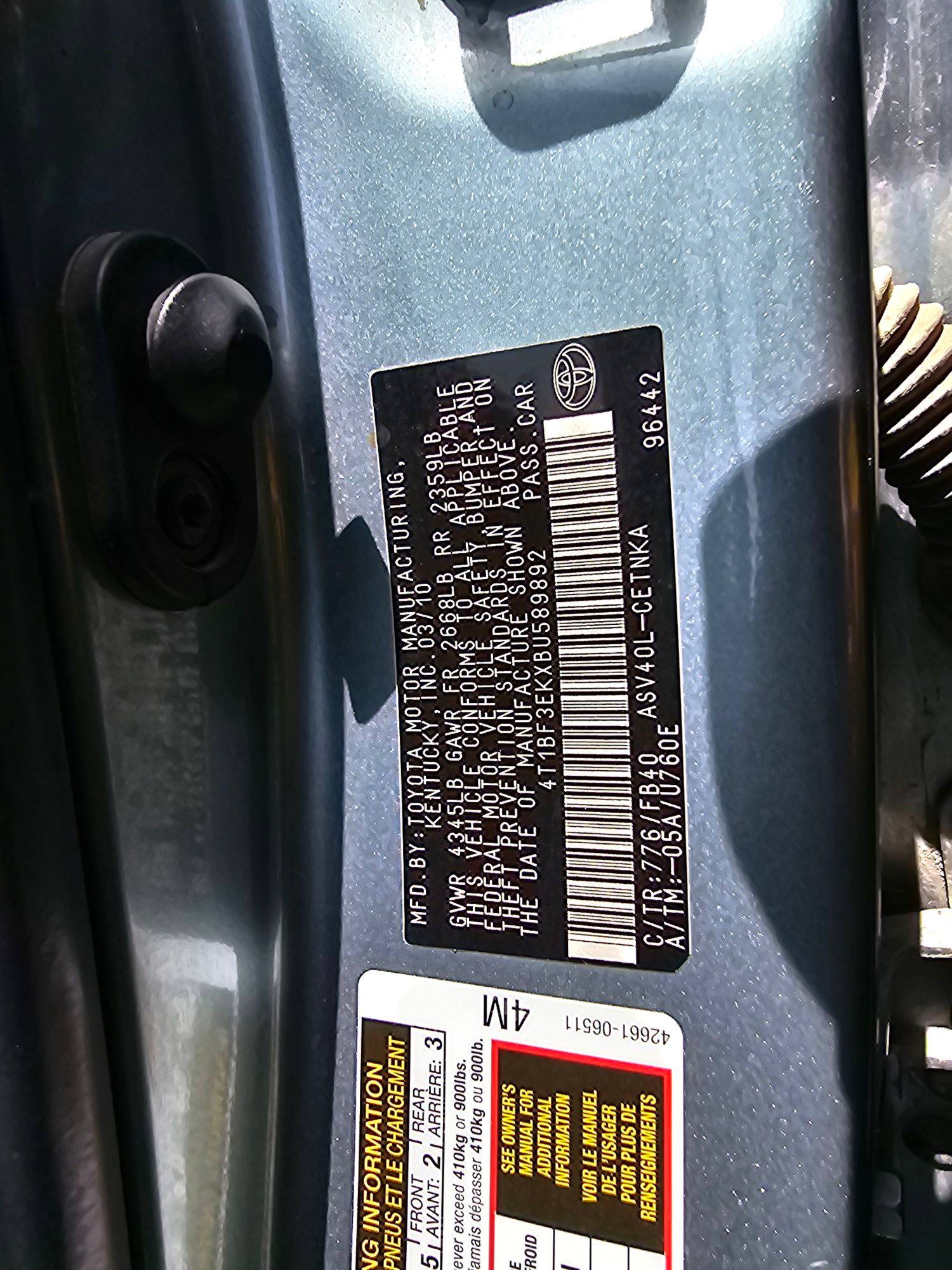 2011 TOYOTA CAMRY — 122701 Miles — Lot EKXBU589892 — Souq - Marhaba Auctions Used Cars - Image 9