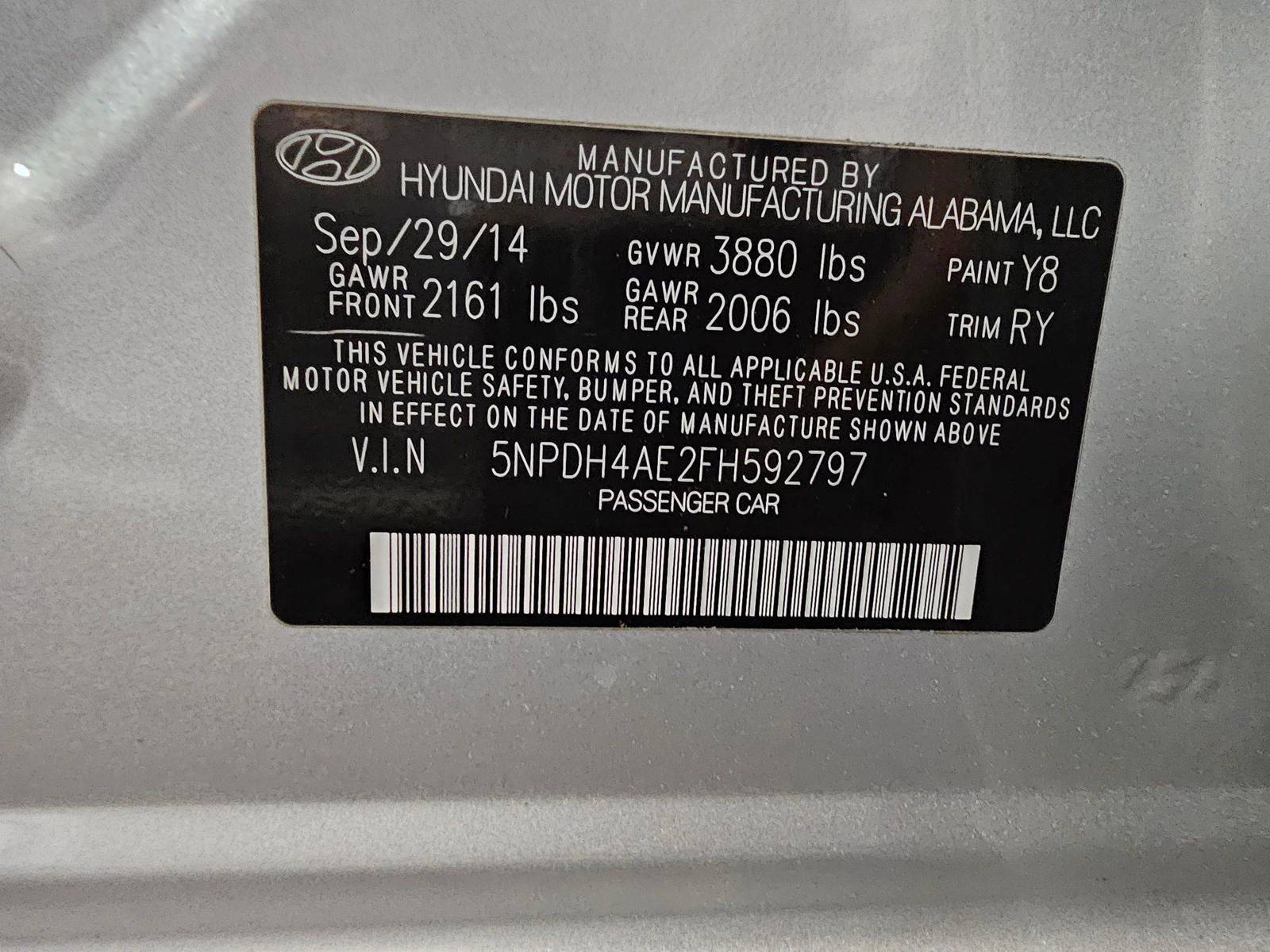 2015 HYUNDAI ELANTRA — 125769 Miles — Lot H592797 — Main - Marhaba Auctions Used Cars - Image 10