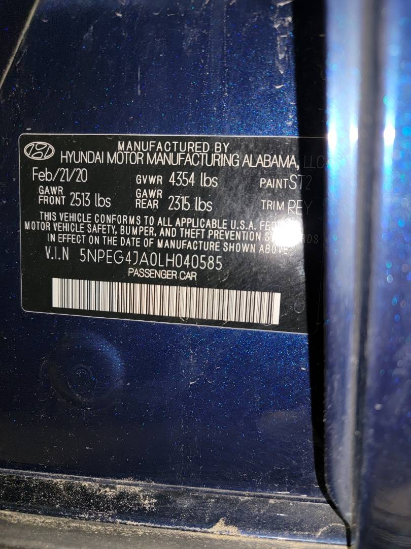 2020 HYUNDAI SONATA — 7822 Miles — Lot 412541051 — Ind. 12 - Marhaba Auctions Used Cars - Image 10