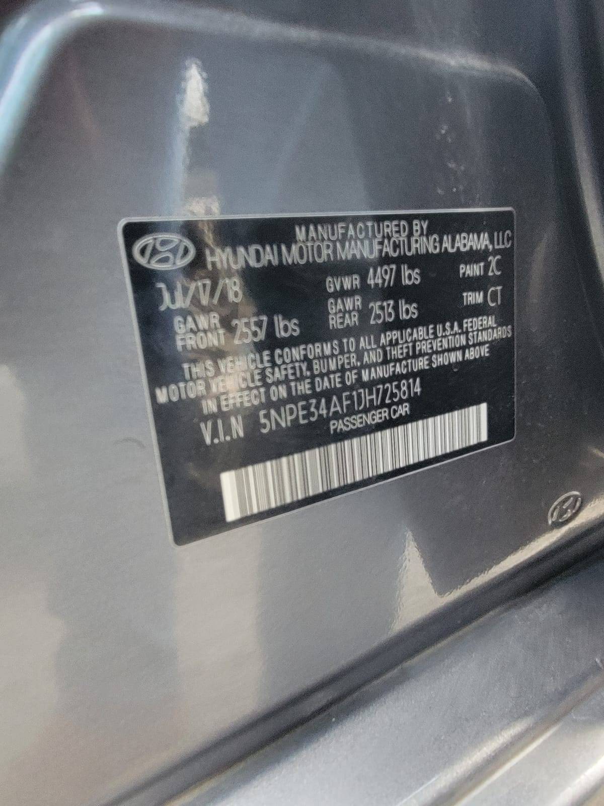 2018 HYUNDAI SONATA — 163747 Miles — Lot 725814 — Main - Marhaba Auctions Used Cars - Image 10