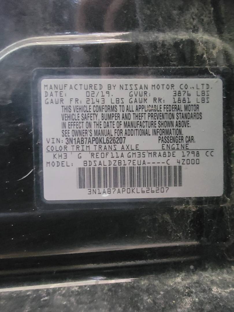 2019 NISSAN SENTRA — 135005 Miles — Lot L626207 - Marhaba Auctions Used Cars - Image 7