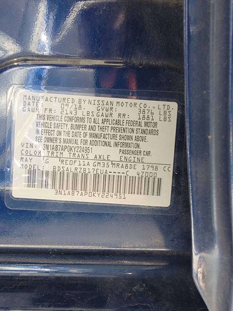 2019 NISSAN SENTRA — 124951 Miles — Lot 224951 — Main - Marhaba Auctions Used Cars - Image 10