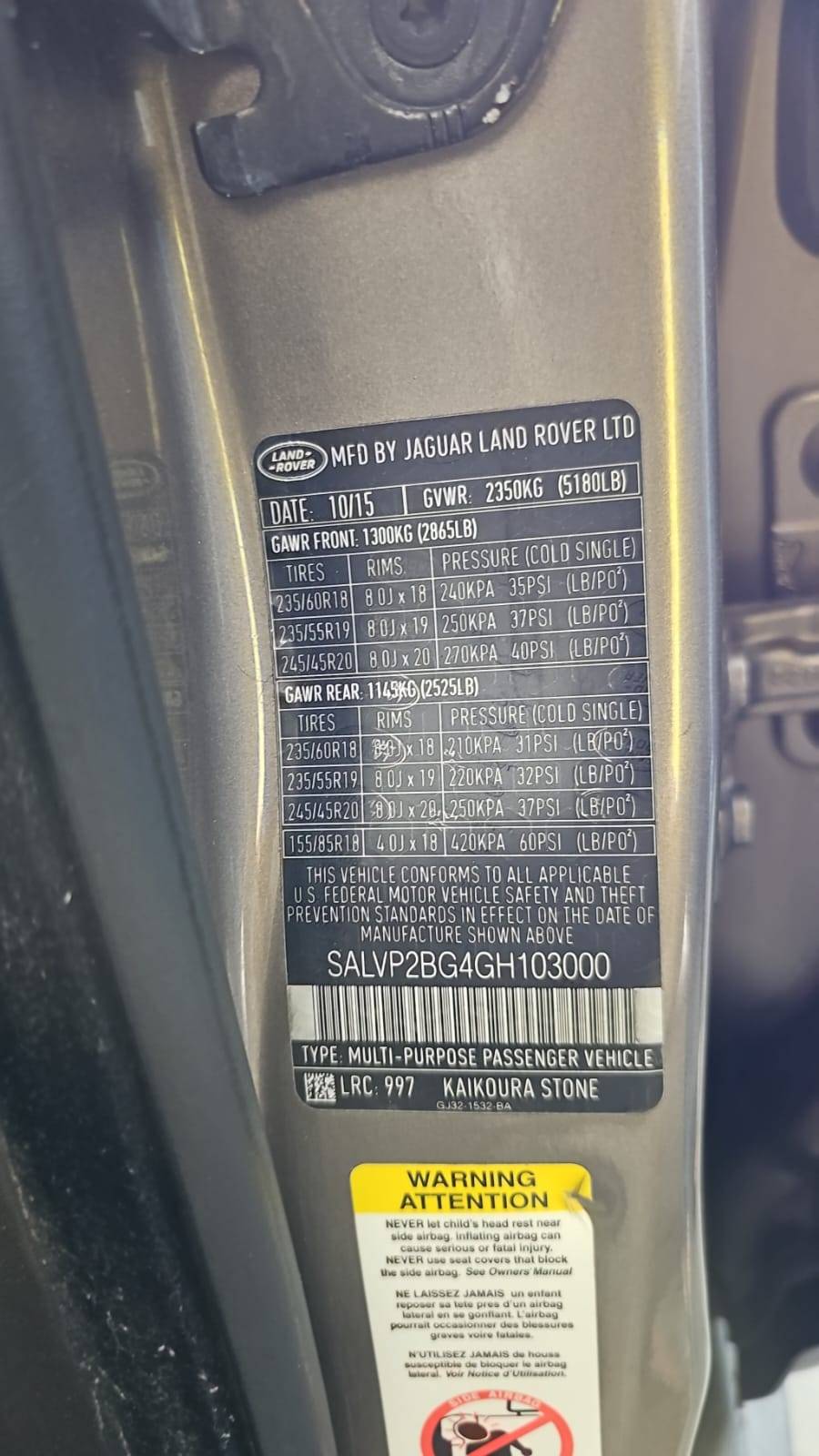 2016 LAND ROVER RANGE ROVER EVOQUE — 140768 Miles — Lot 41014791 — Main - Marhaba Auctions Used Cars - Image 11