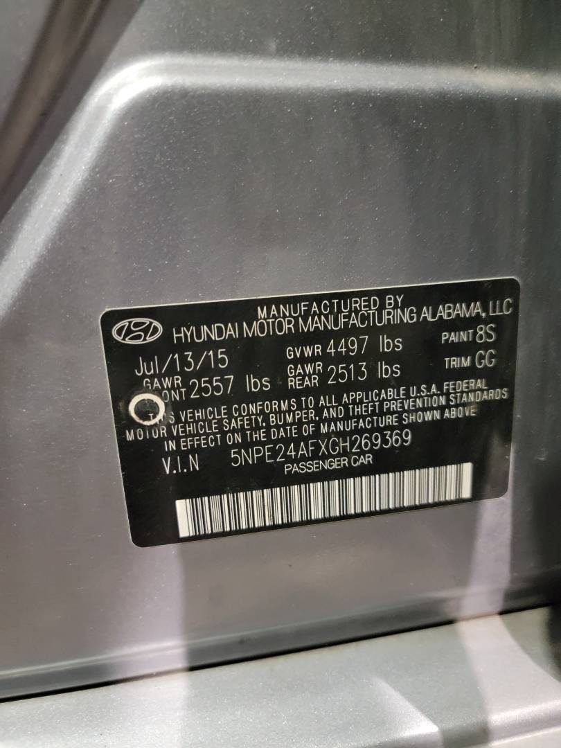 2016 HYUNDAI SONATA — 91281 Miles — Lot H269369 — Main - Marhaba Auctions Used Cars - Image 9
