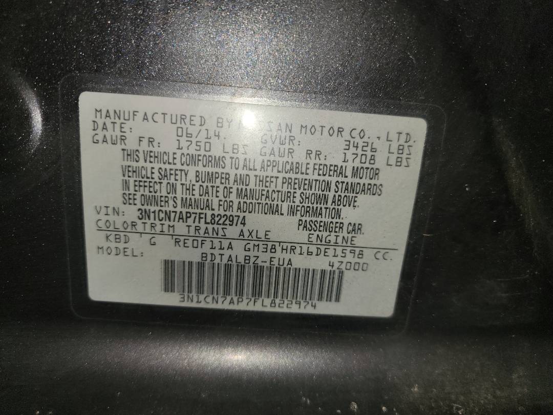 2015 NISSAN VERSA — 171990 Miles — Lot 38050832 - Marhaba Auctions Used Cars - Image 10