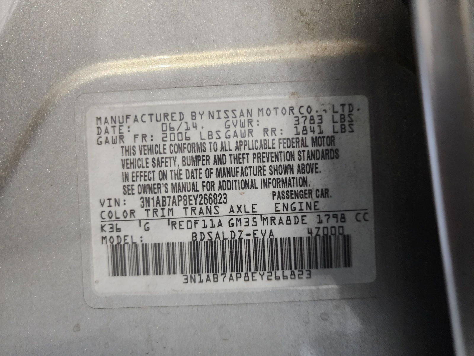 2014 NISSAN SENTRA — 142129 Miles — Lot 58391604 — Al Quoz - Marhaba Auctions Used Cars - Image 6