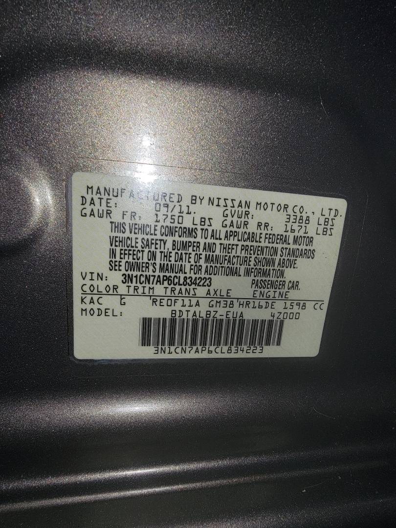 2012 NISSAN VERSA — 93144 Miles — Lot 65261733 - Marhaba Auctions Used Cars - Image 7