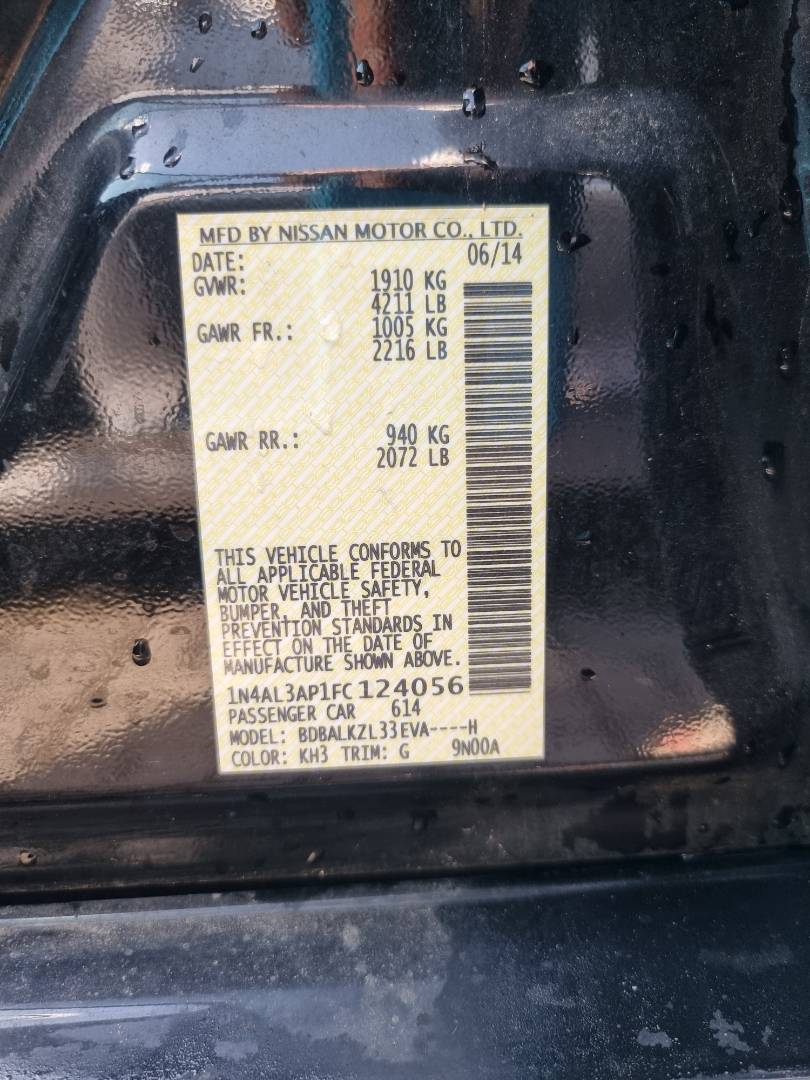 2015 NISSAN ALTIMA — 190972 Miles — Lot 124056 — Ind. 12 - Marhaba Auctions Used Cars - Image 9