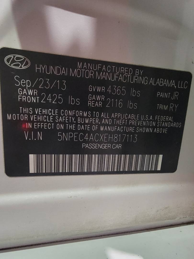 2014 HYUNDAI SONATA — 98305 Miles — Lot 817113 - Marhaba Auctions Used Cars - Image 3